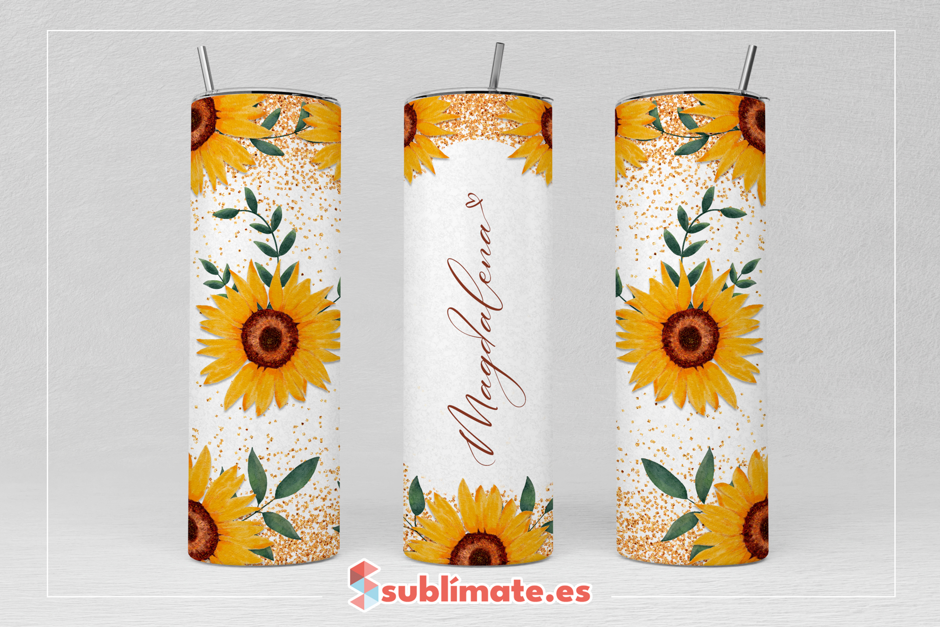 Botella de Acero inoxidable personalizable floral 590ml_girasoles