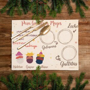 Salvamanteles Personalizados de Lino con diseño de los Reyes Magos