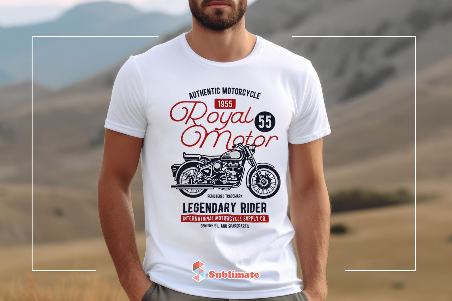 Camiseta blanca de Hombre Vintage Motorcycle Legend