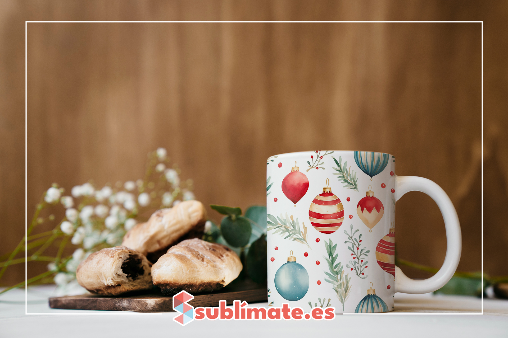 Taza de café Navidad con Adornos Navidad