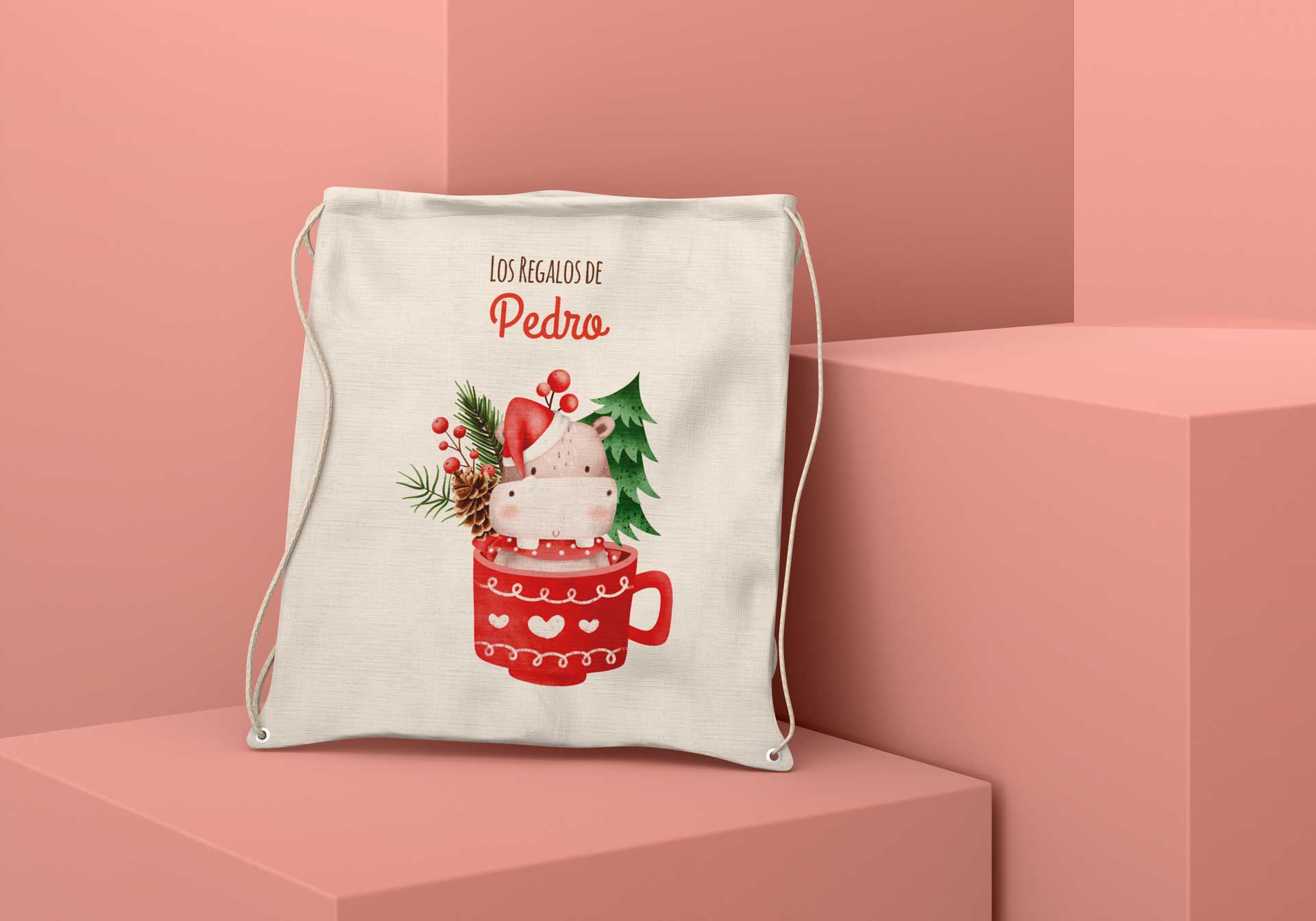 Mochila de tela Personalizada para los Regalos Navidad-HIPO