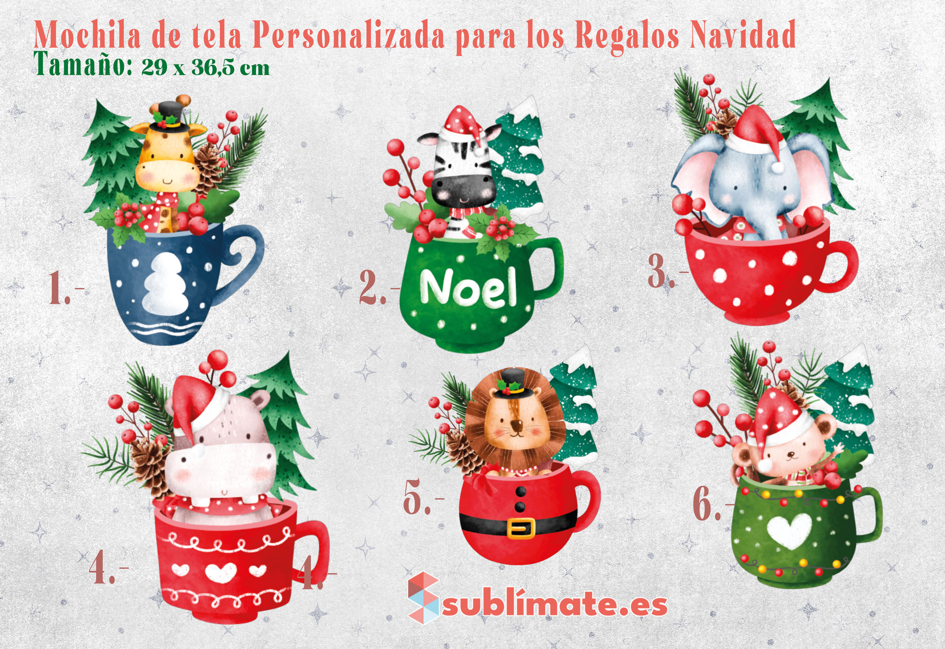 Modelos Mochila de tela Personalizada para los Regalos Navidad con Animales