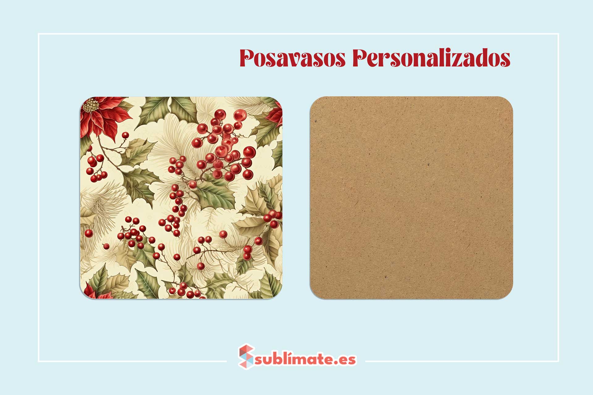 Pack 4 Posavasos con Motivos de NAVIDAD Cuadrados