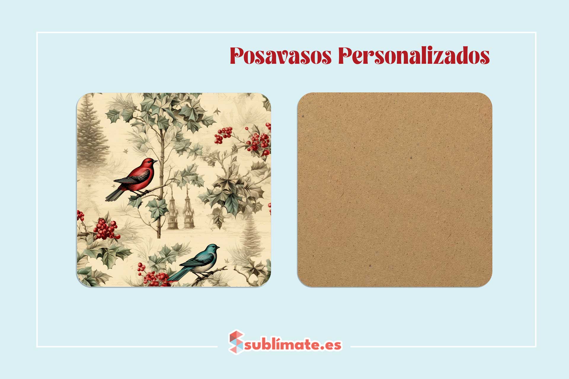 Pack 4 Posavasos con Motivos de NAVIDAD Cuadrados