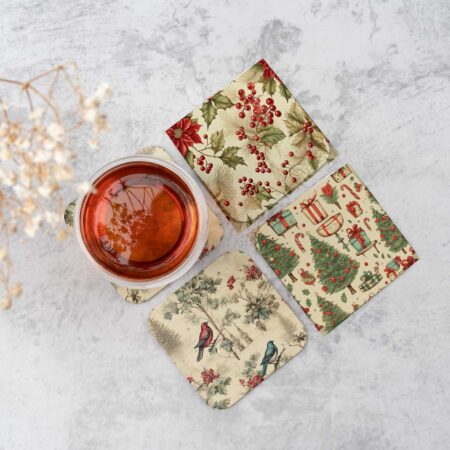 Pack 4 Posavasos con Motivos de NAVIDAD Cuadrados