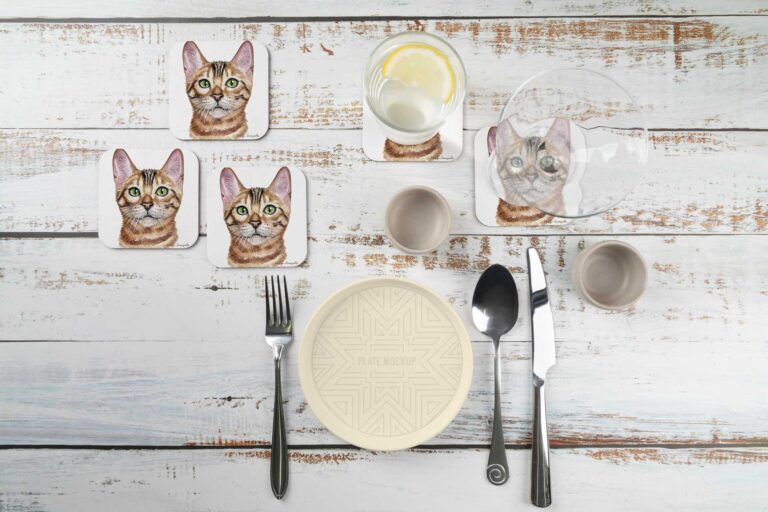 Pack 4 Posavasos Personalizados Especial Mascotas-gatos