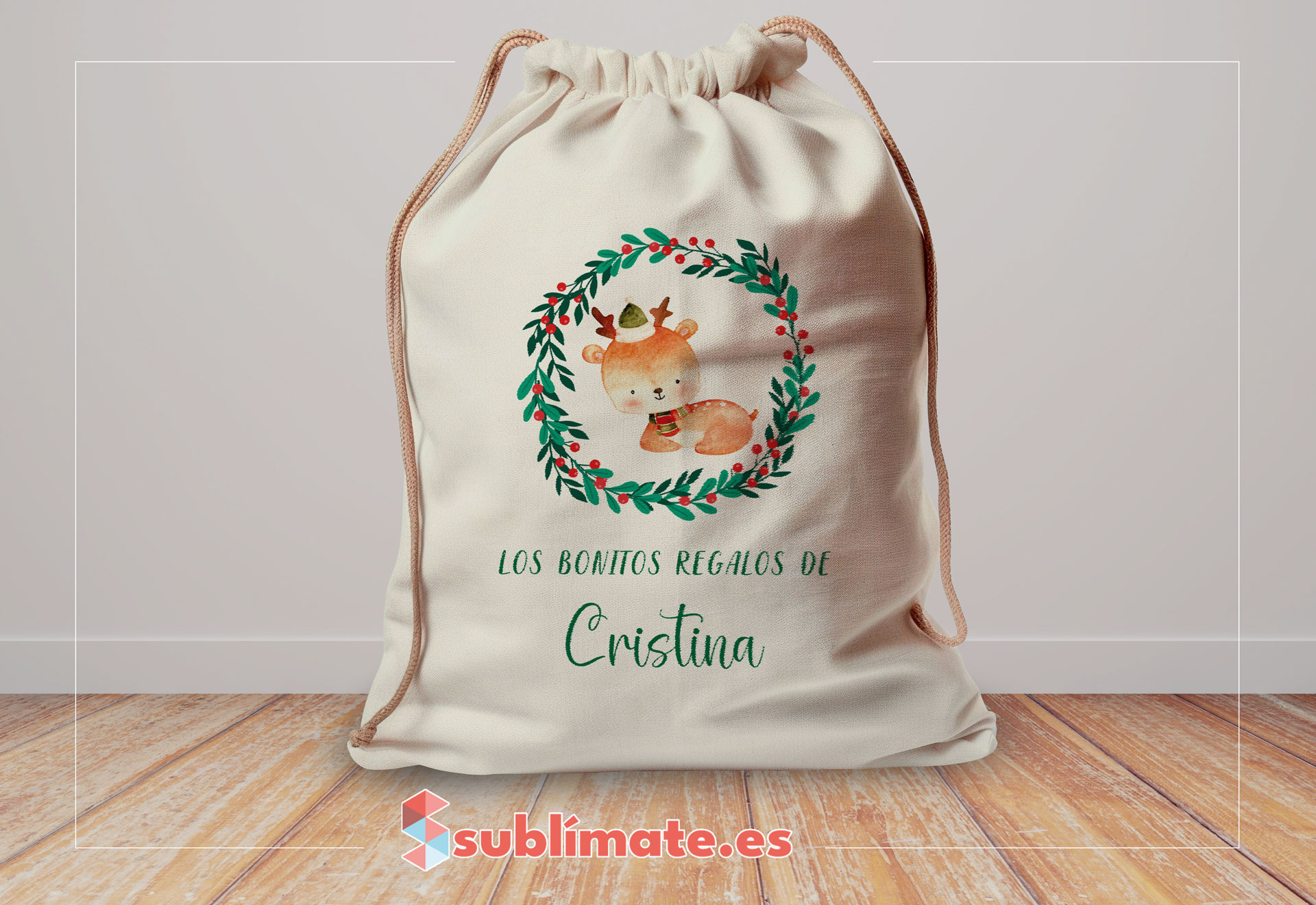 Saco para Regalos personalizado con animales_ciervo