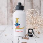 Bidón Personalizado con Inicial Floral Amarillo