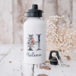 Bidón Personalizado con Inicial Floral Azul