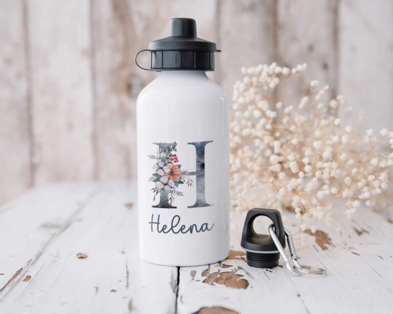 Bidón Personalizado con Inicial Floral Azul