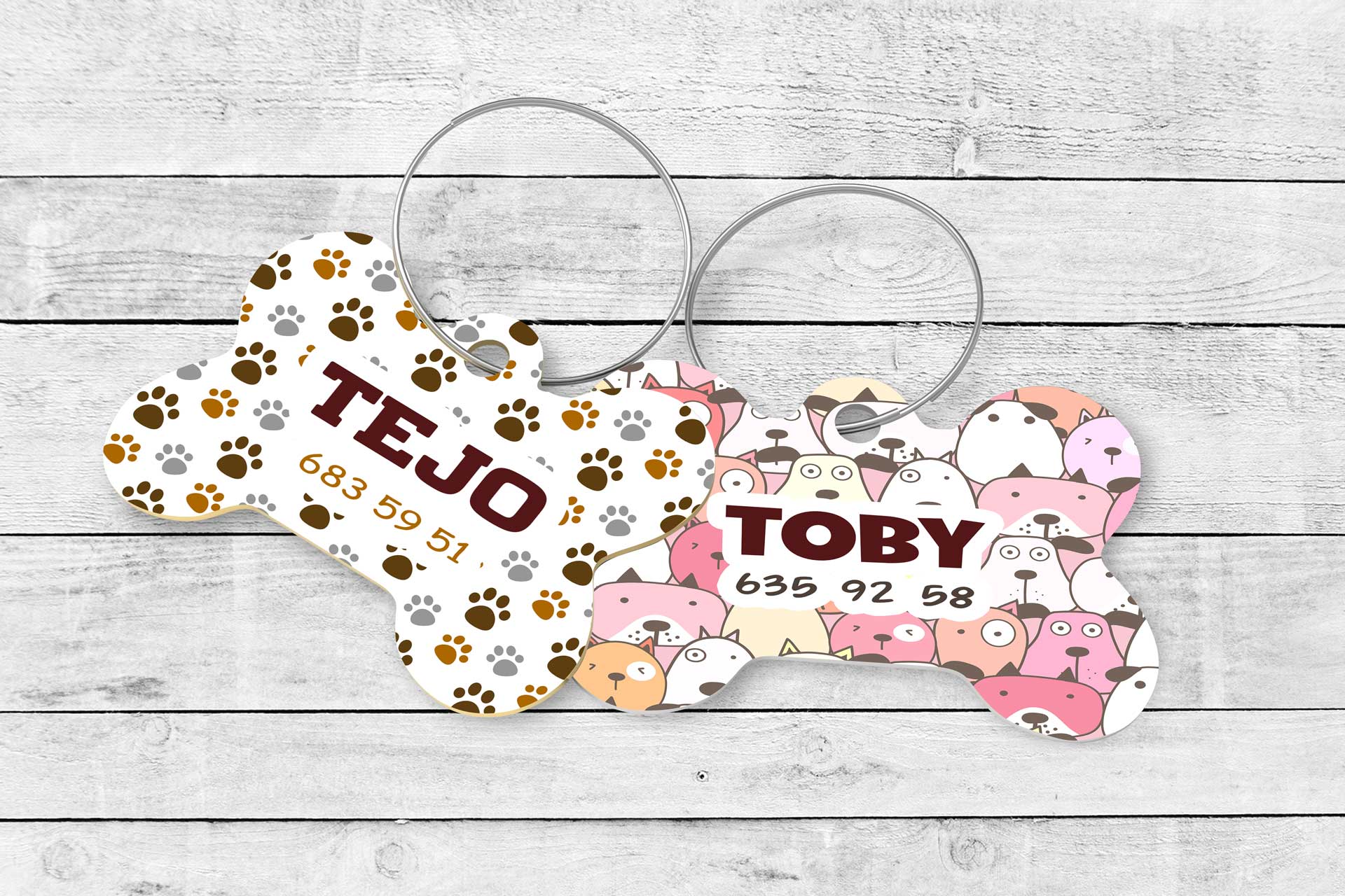 Chapas personalizadas identificativas para perros TEJO Y TOBY