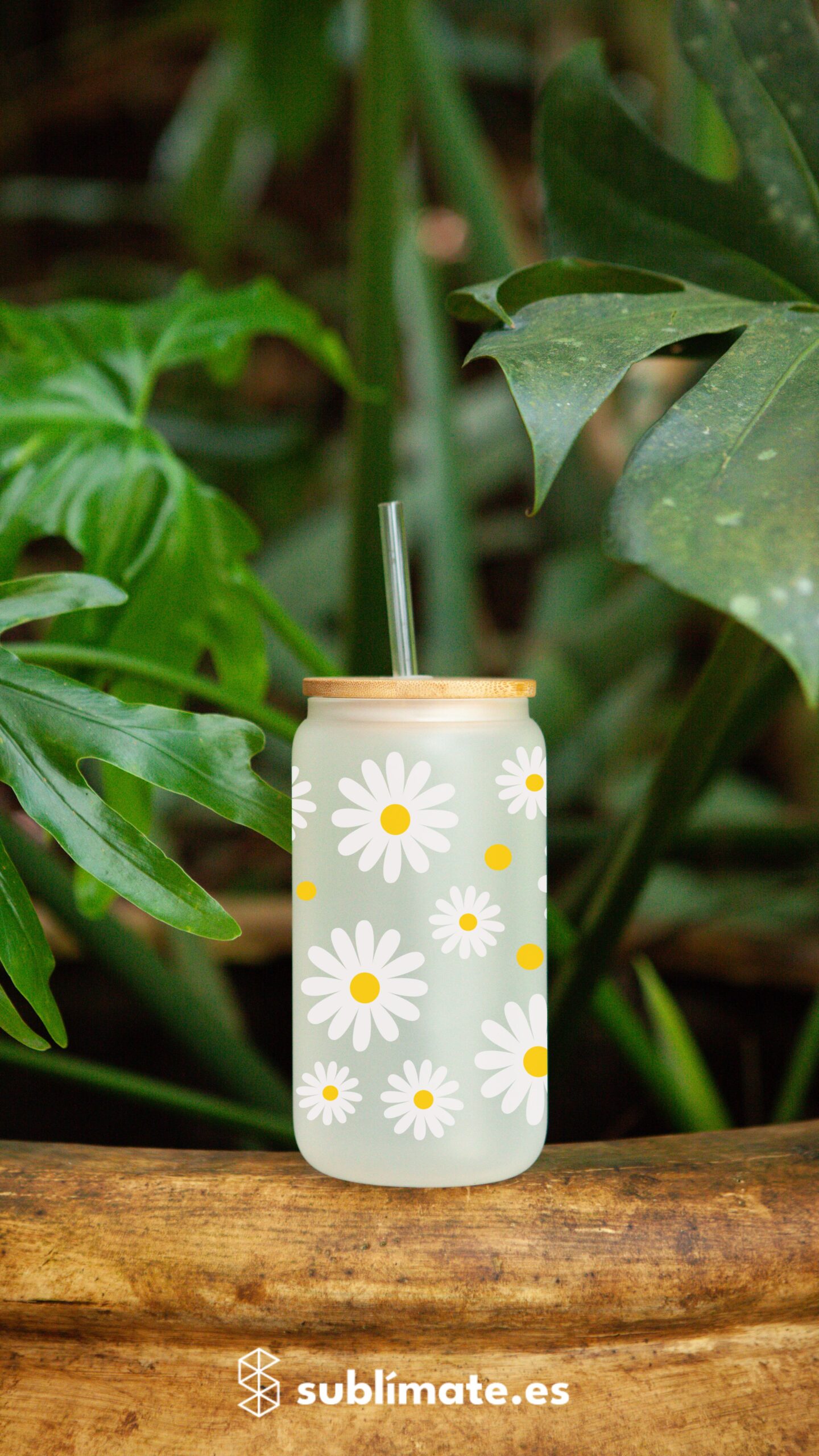 VASO VIDRIO PERSONALIZADO MARGARITAS