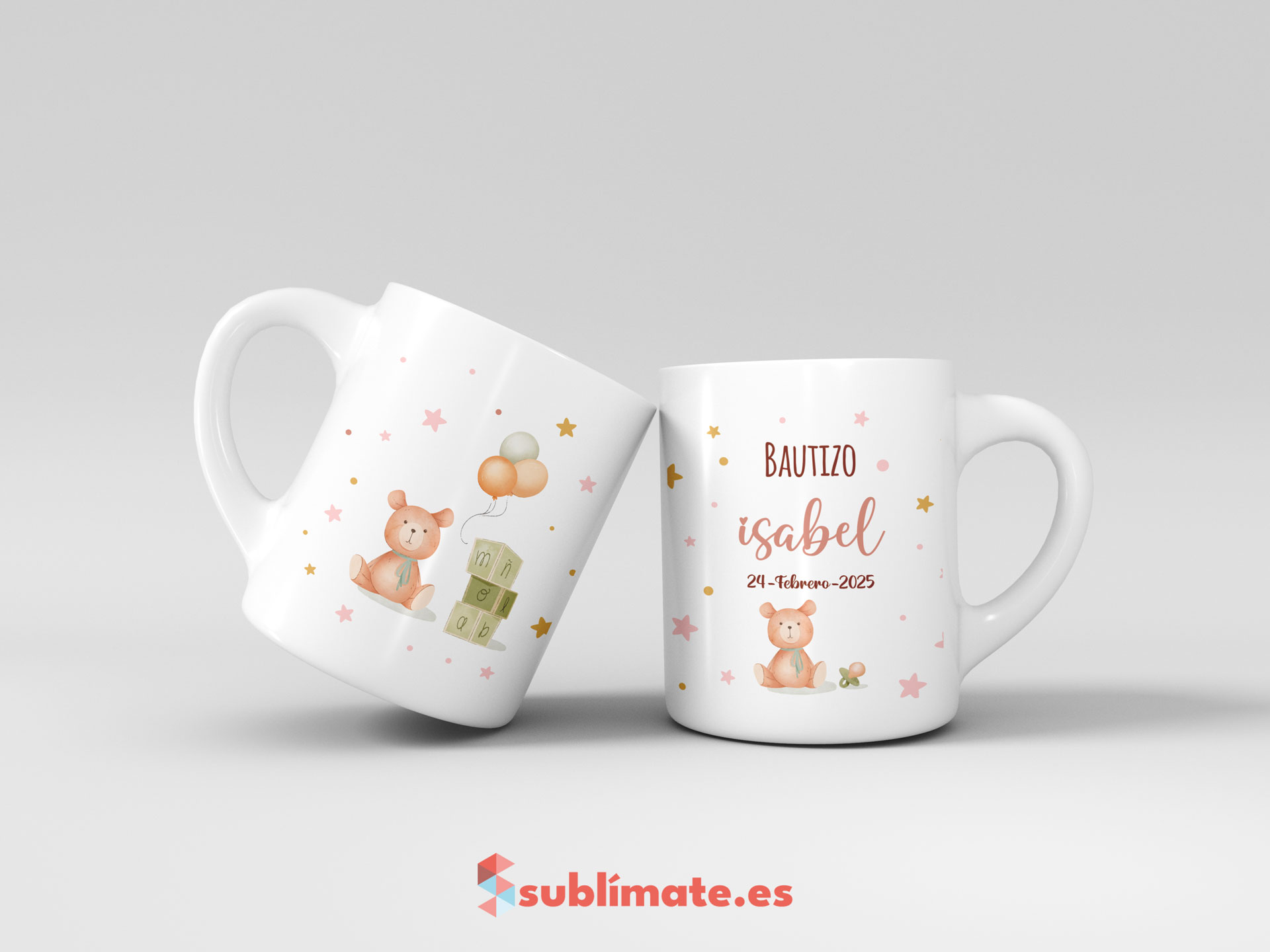 Taza personalizada para Bautizo oso amoroso