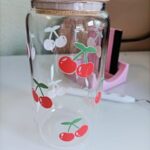 Vaso de vidrio personalizado_cerezas 1