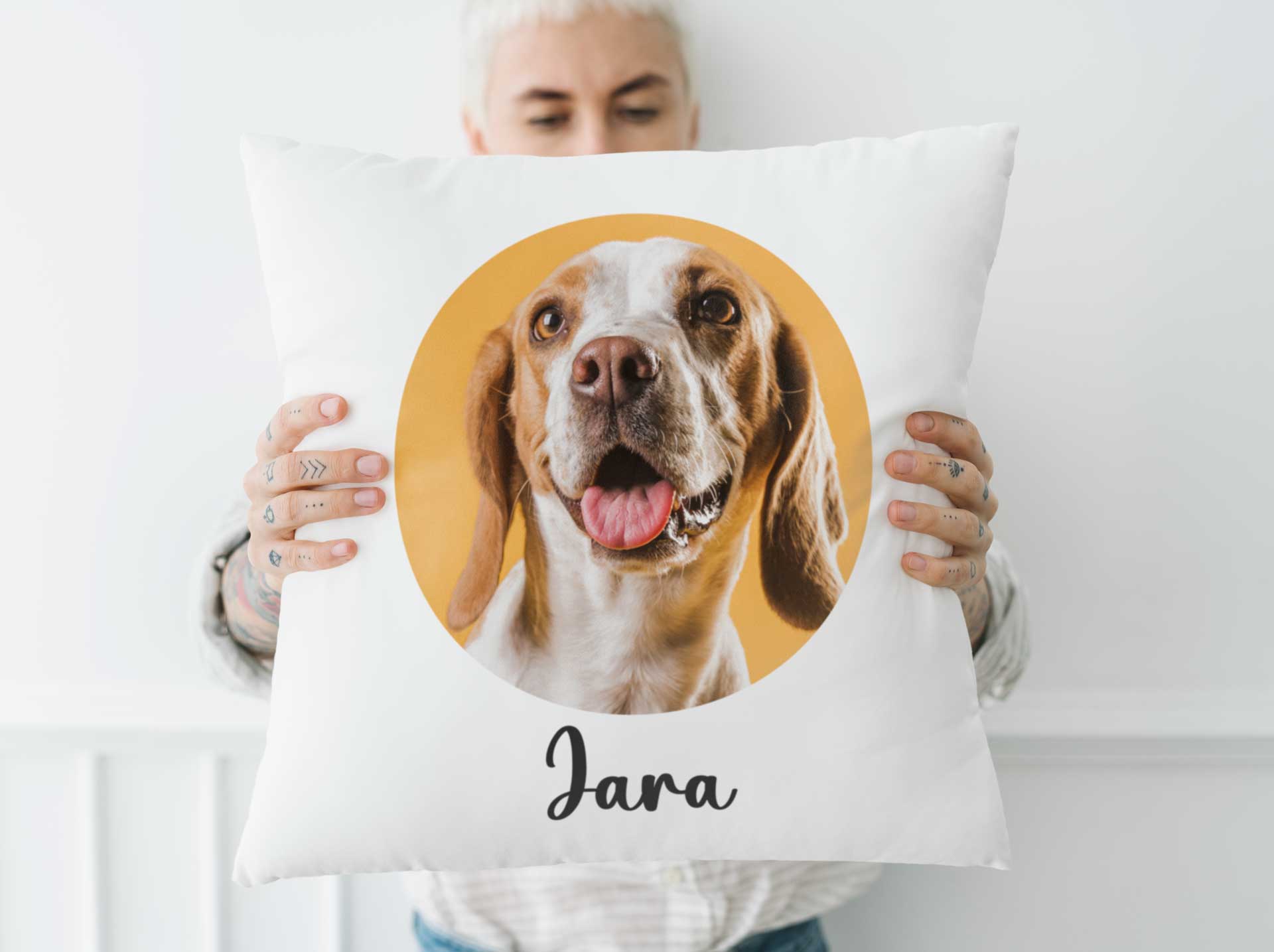 Cojin personalizado con foto de perro y nombre