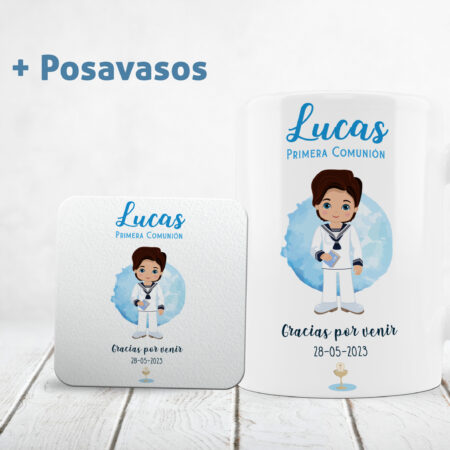 Pack Taza y Posavasos Primera Comunión Niño