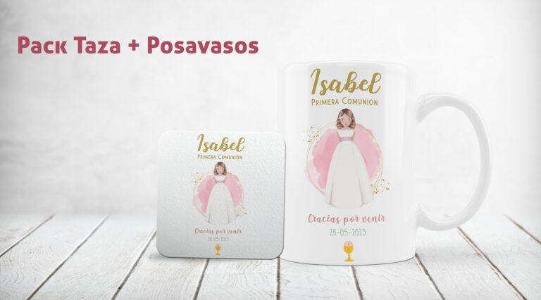 Pack Taza y Posavasos Primera Comunión Niña