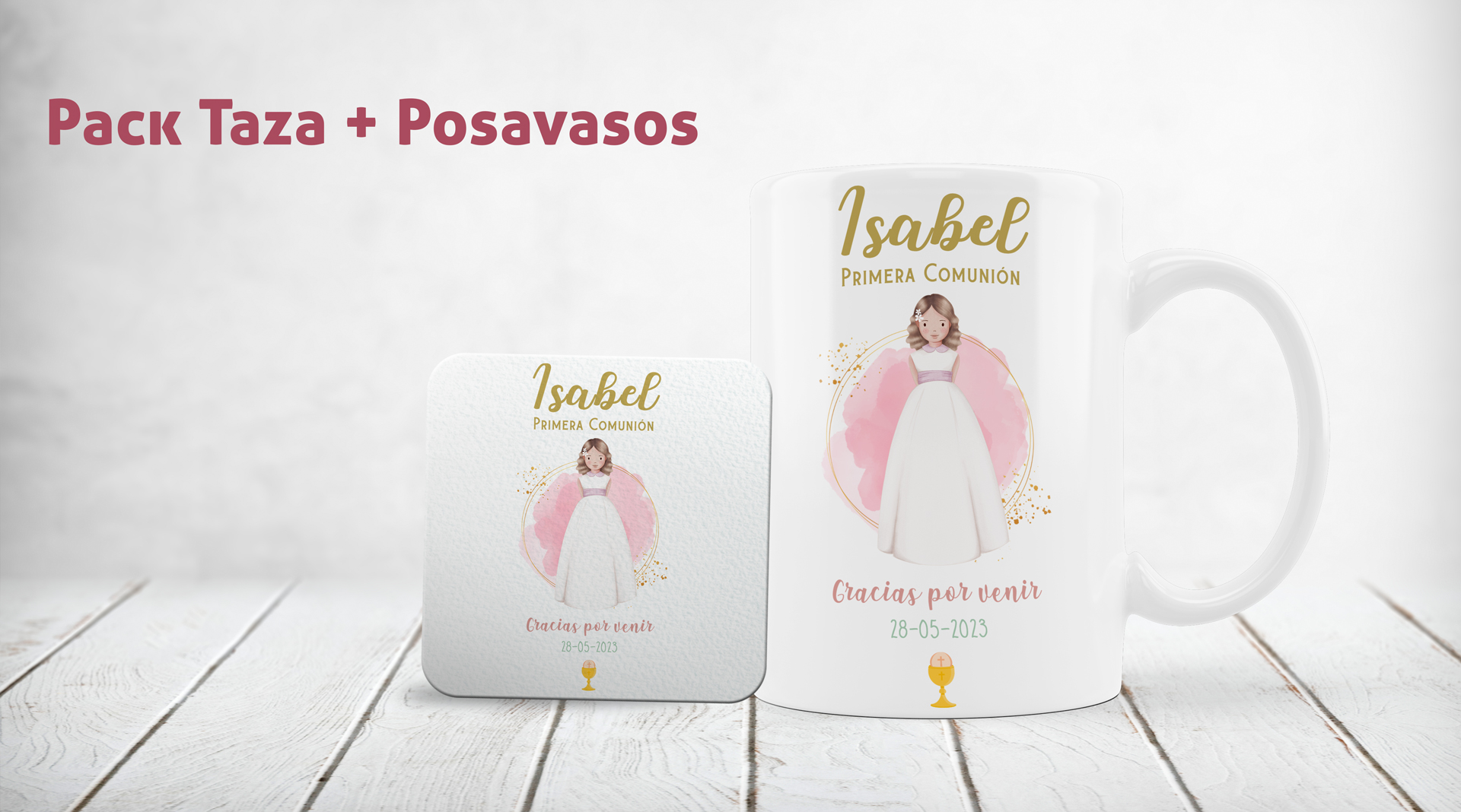 Pack Taza y Posavasos Primera Comunión Niña
