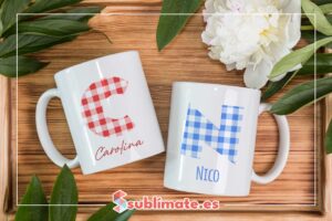 Taza personalizada con Inicial y Nombre para Bautizo y Primera Comunion