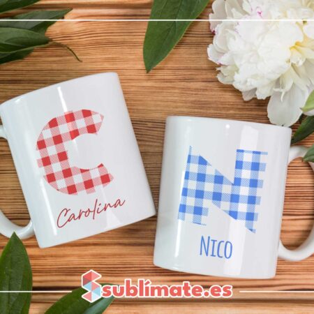 Taza personalizada con Inicial y Nombre para Bautizo y Primera Comunion