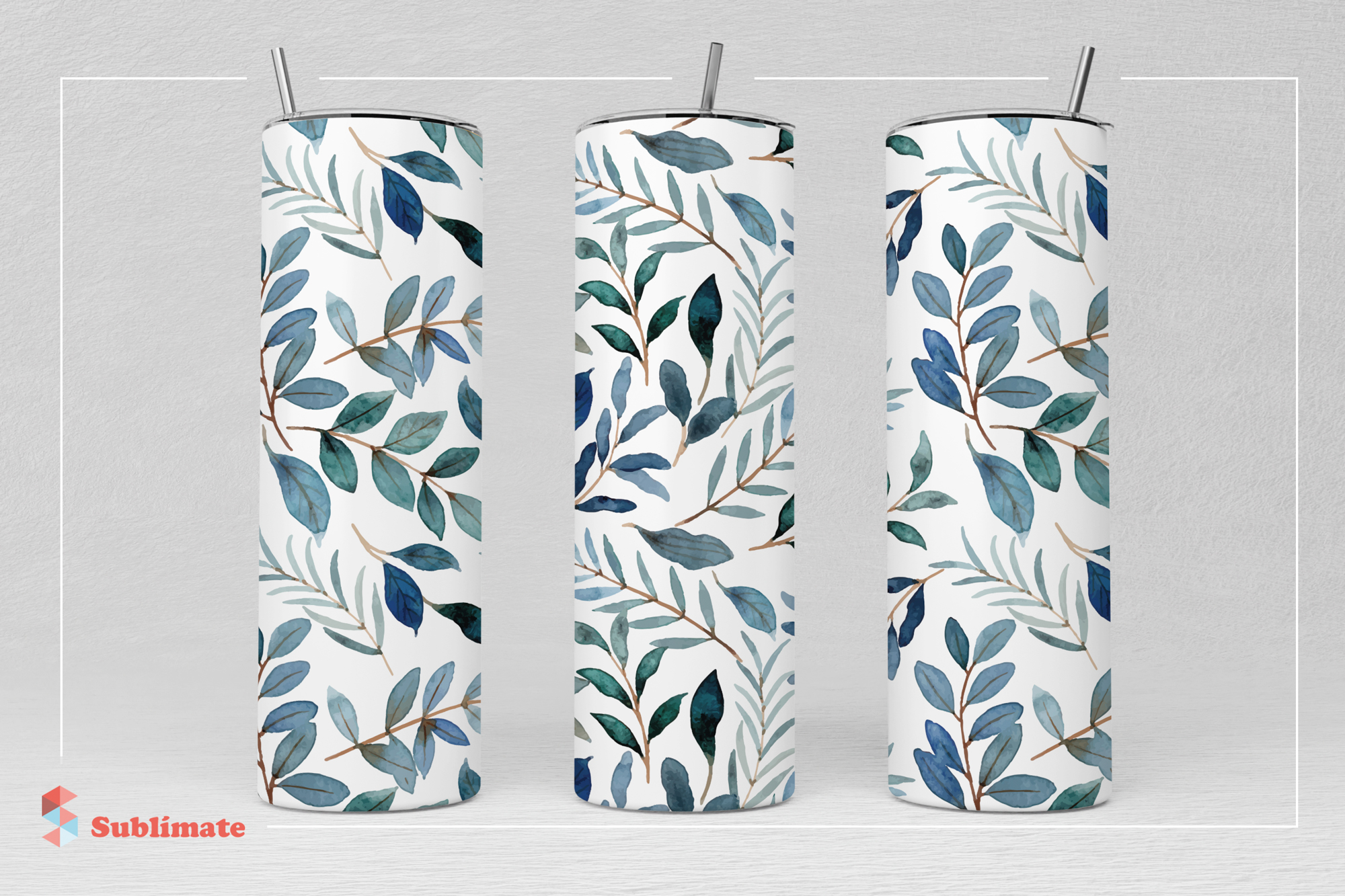 Botella térmica de acero diseño de flores silvestres 20 oz