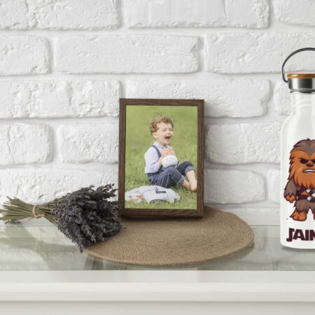 Bidón de acero inoxidable personalizado y tapa bambú Chewbacca