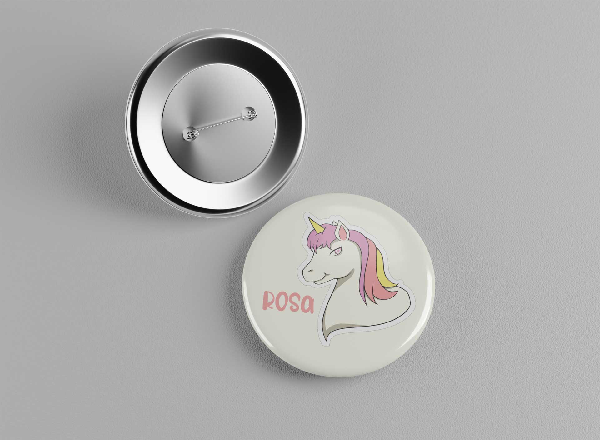 Chapa personalizada infantil Unicornio con nombre Diseños