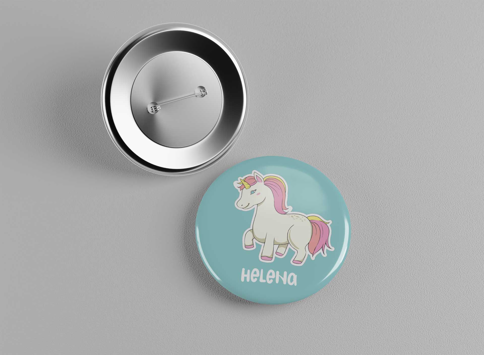 Chapa personalizada infantil Unicornio con nombre Diseños