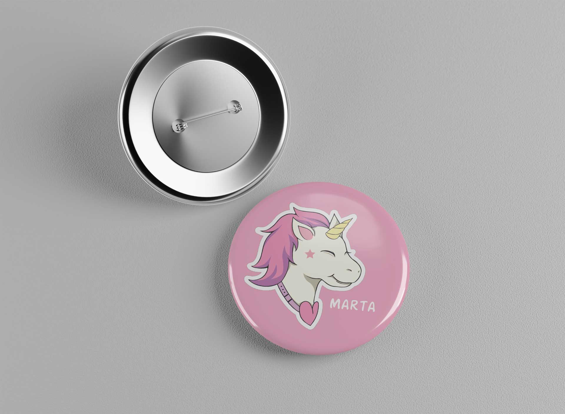 Chapa personalizada infantil Unicornio con nombre Diseños