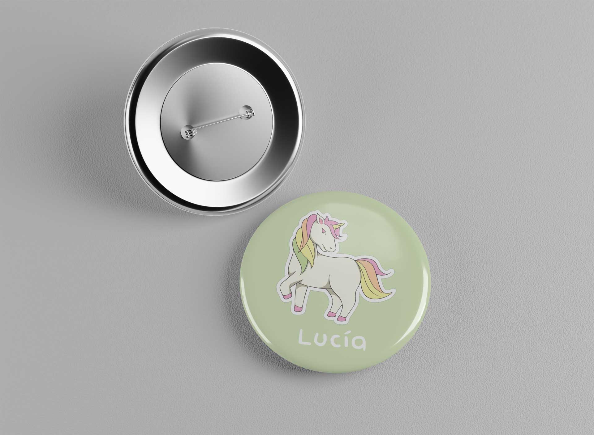 Chapa personalizada infantil Unicornio con nombre Diseños