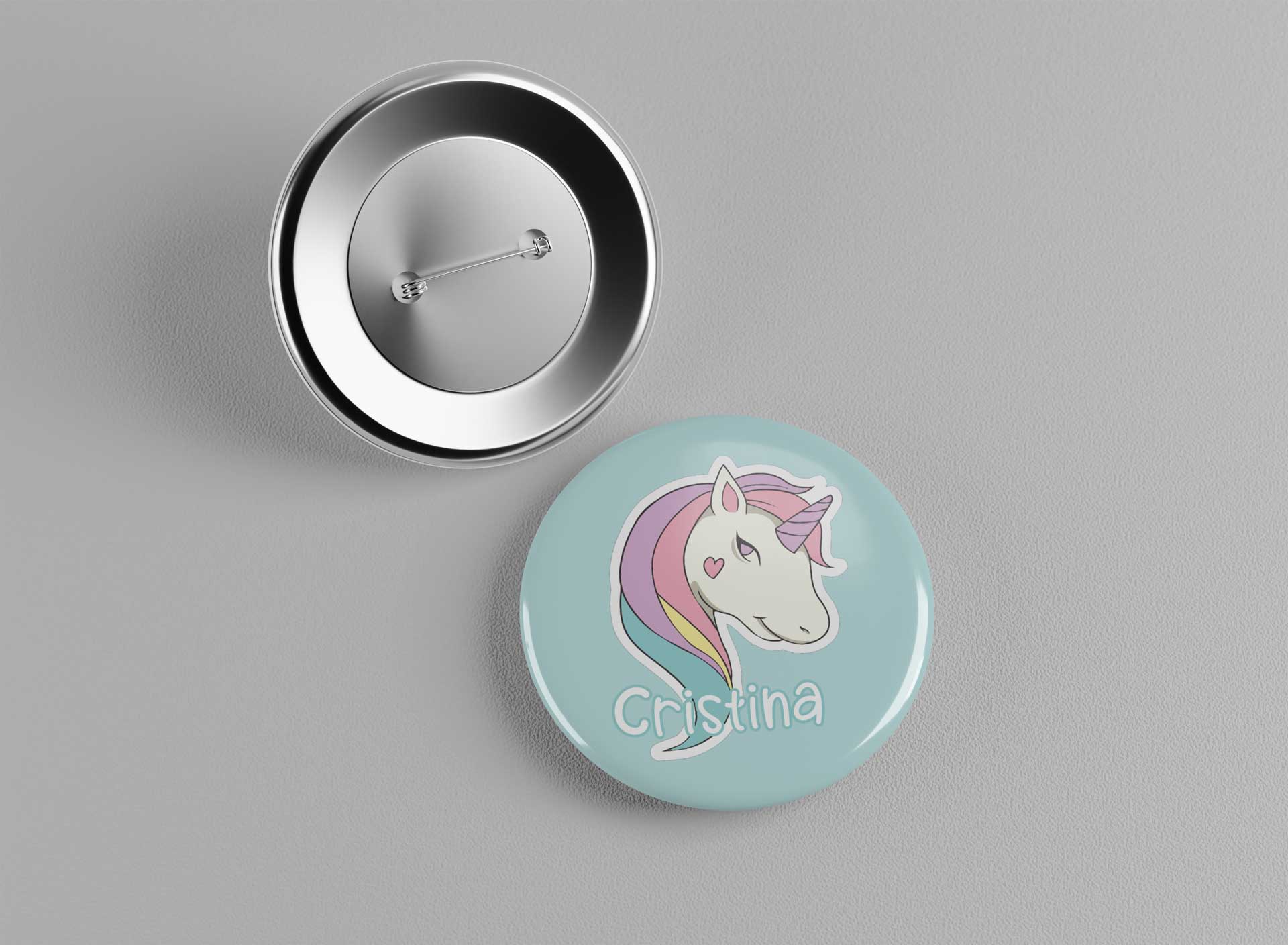 Chapa personalizada infantil Unicornio con nombre