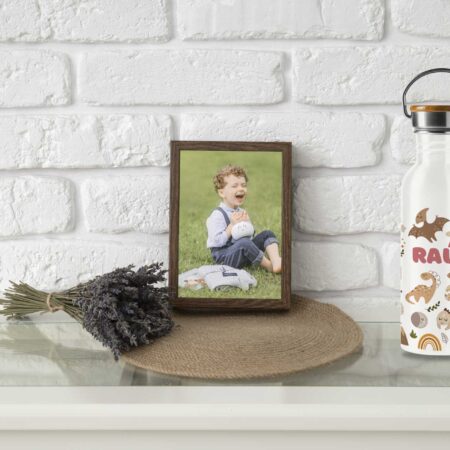 Botellas de Acero tapa bambú Personalizadas con Diseños de Dinosaurios para Niños