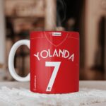 Taza Personalizada del Atlético de Madrid con tu Nombre y Número Favorito_Yolanda