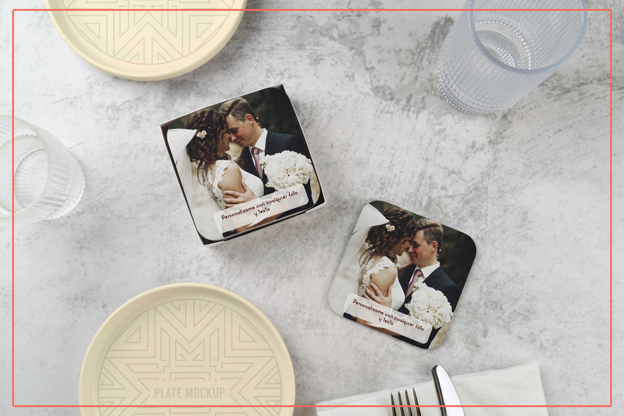 Posavasos Personalizados con Foto de tu Boda