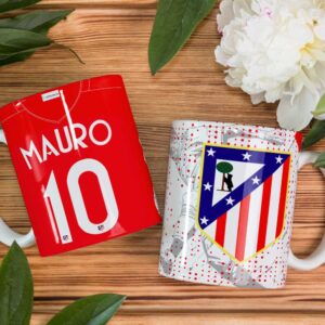 Taza Personalizada del Atlético de Madrid con tu Nombre y Número Favorito