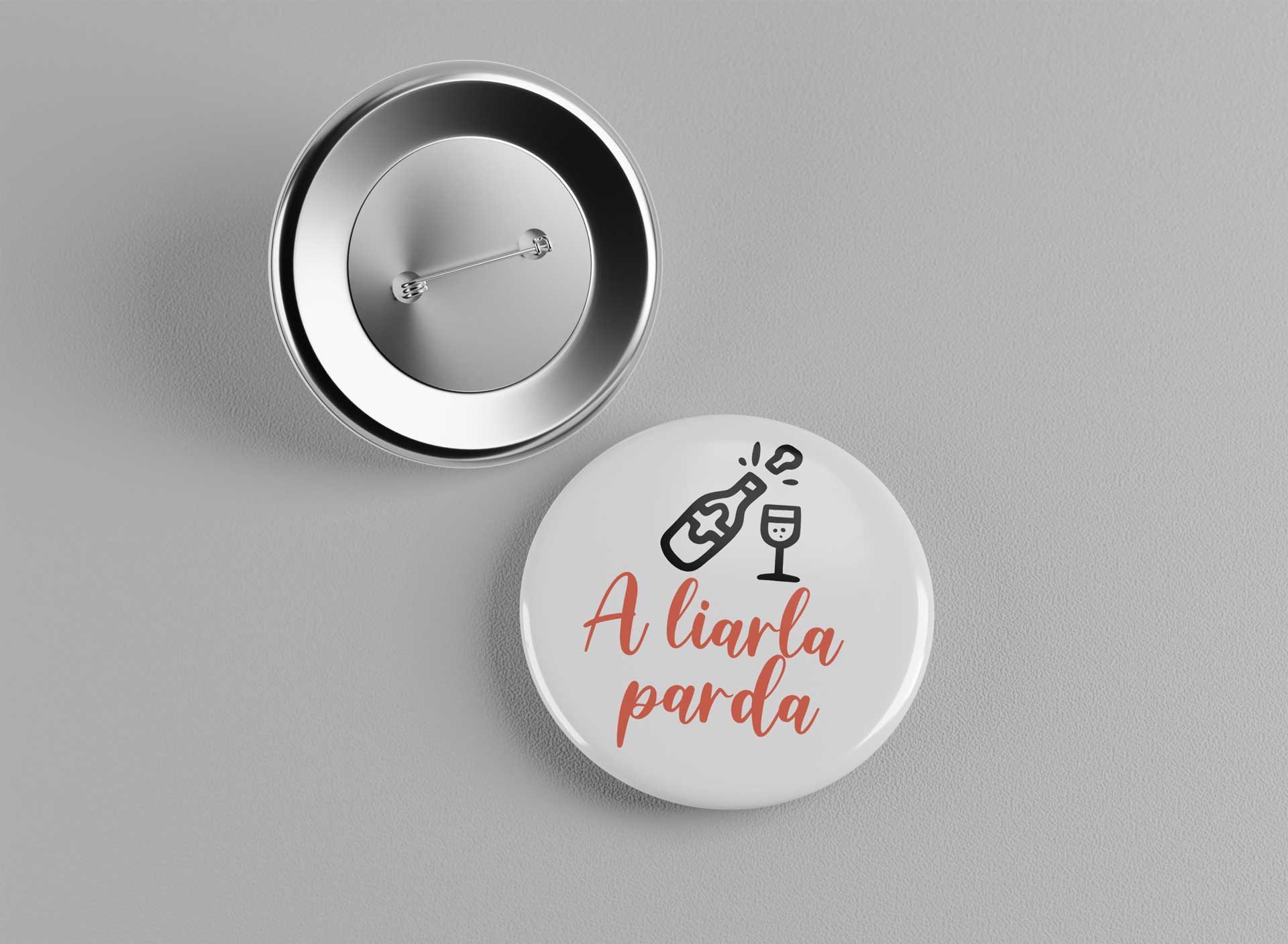Chapa redonda personalizada con alfiler para bodas