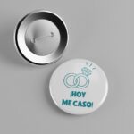 Chapa redonda personalizada con alfiler para bodas