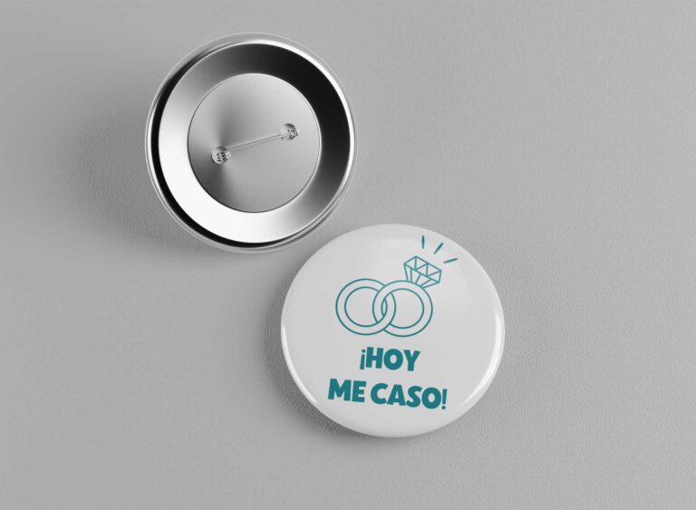 Chapa redonda personalizada con alfiler para bodas