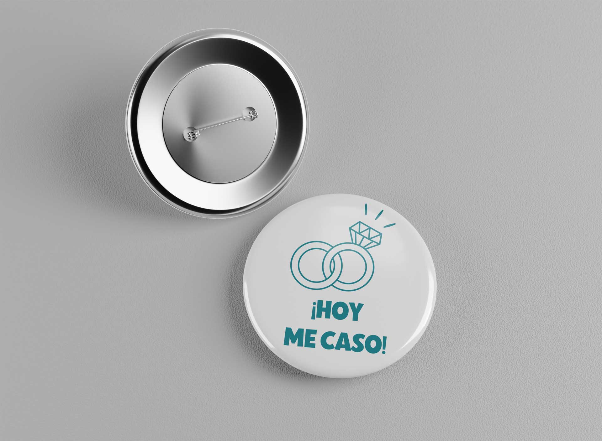 Chapa redonda personalizada con alfiler para bodas