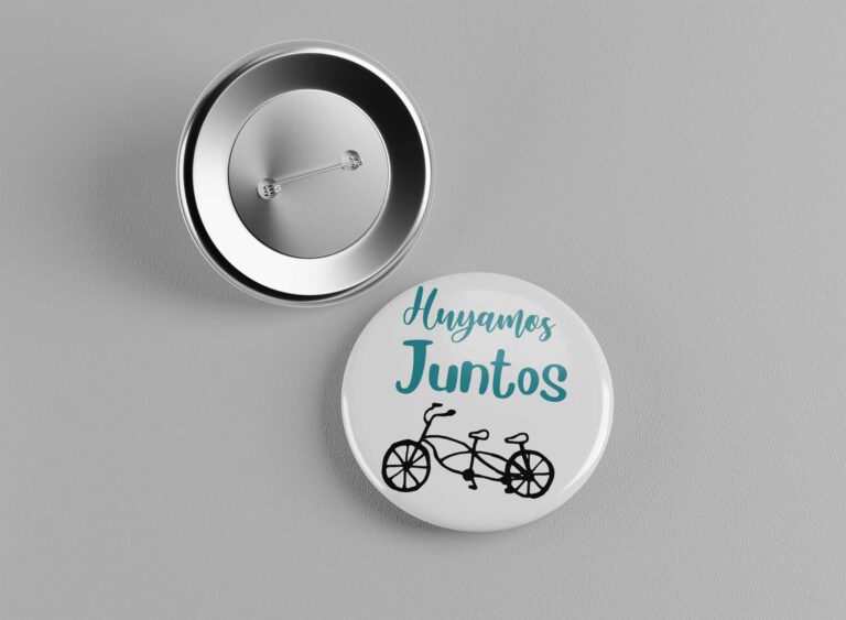 Chapa redonda personalizada con alfiler para bodas