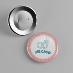Chapa redonda personalizada con alfiler para bodas