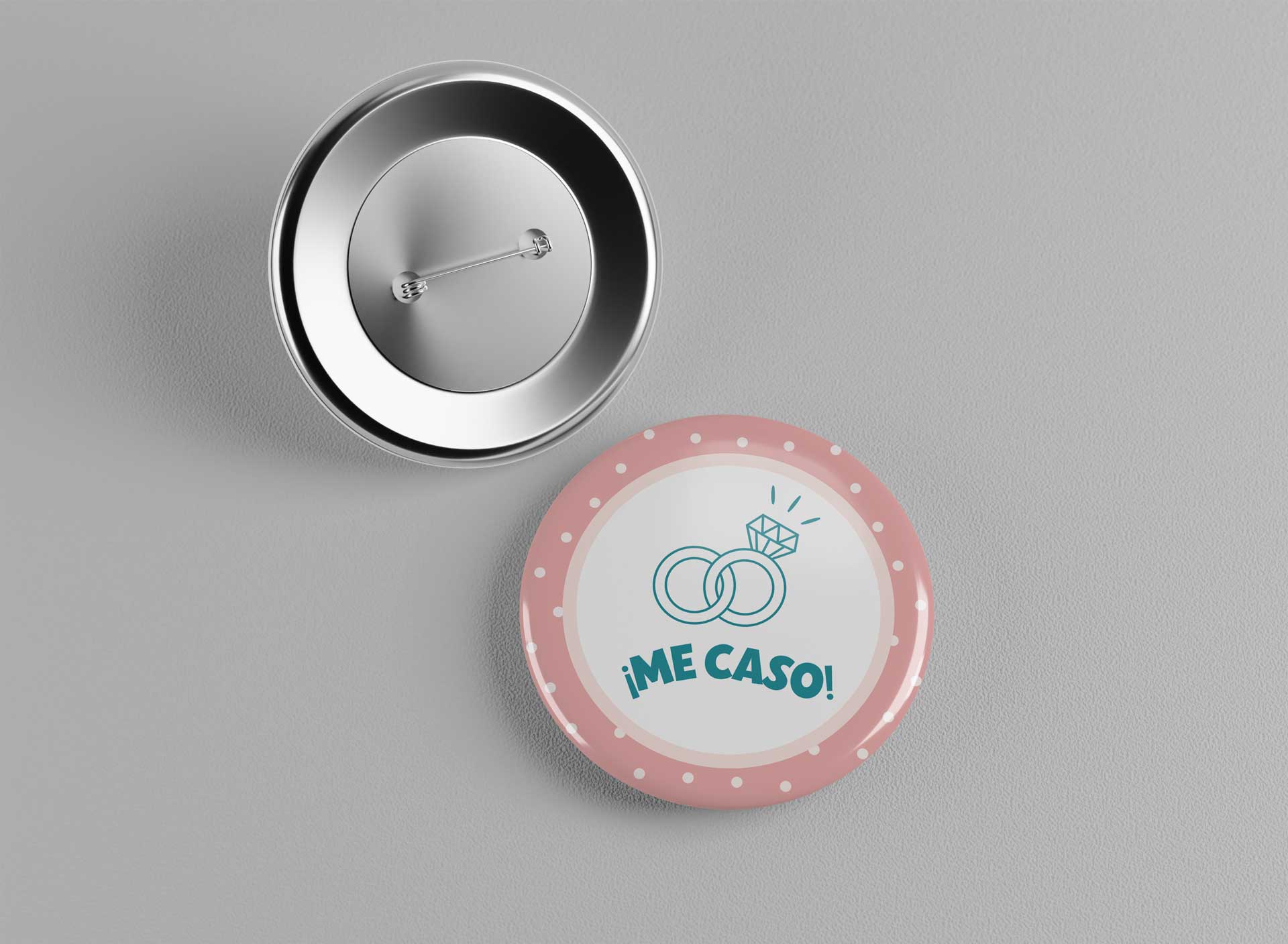 Chapa redonda personalizada con alfiler para bodas