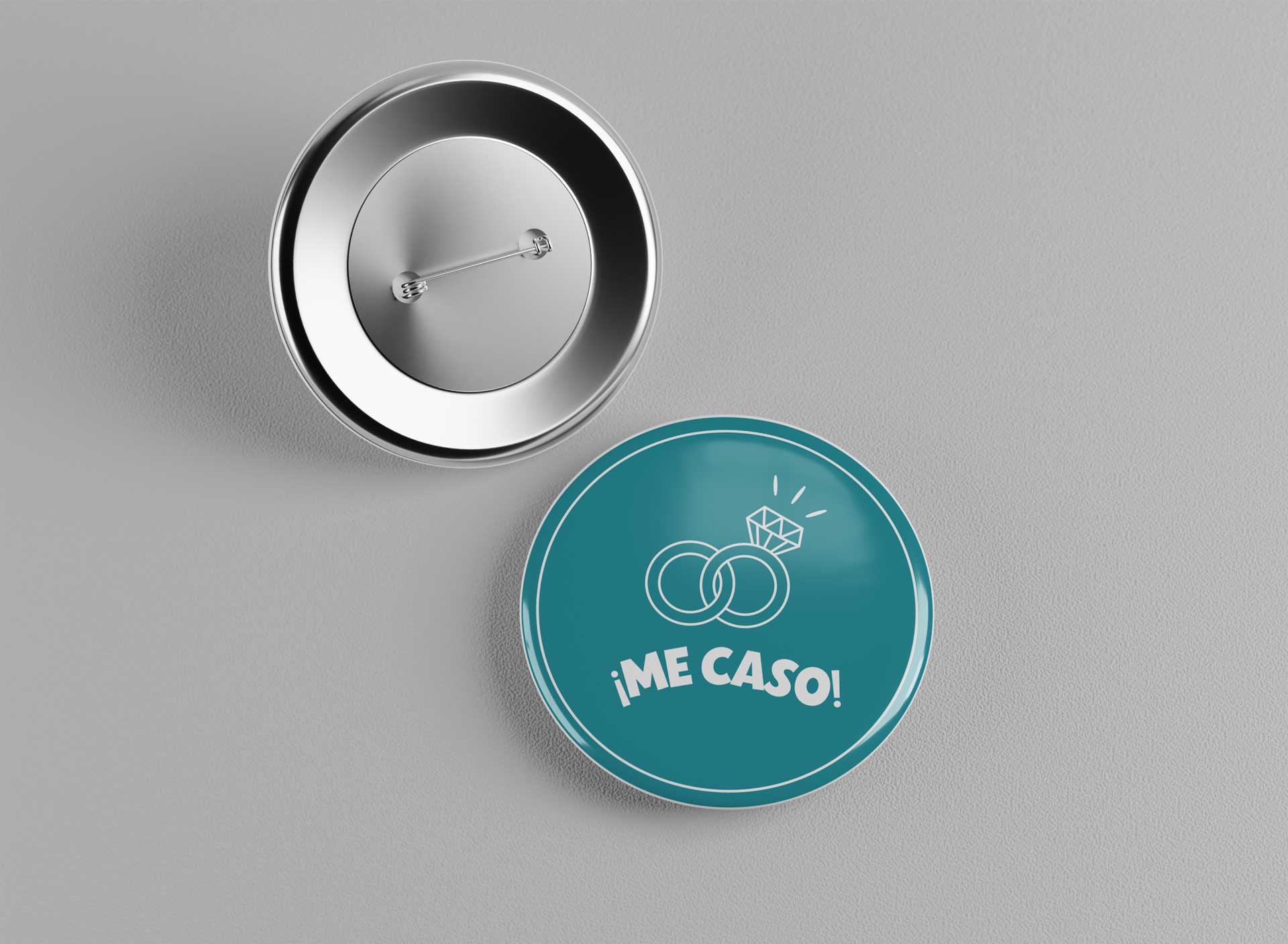 Chapa redonda personalizada con alfiler para bodas