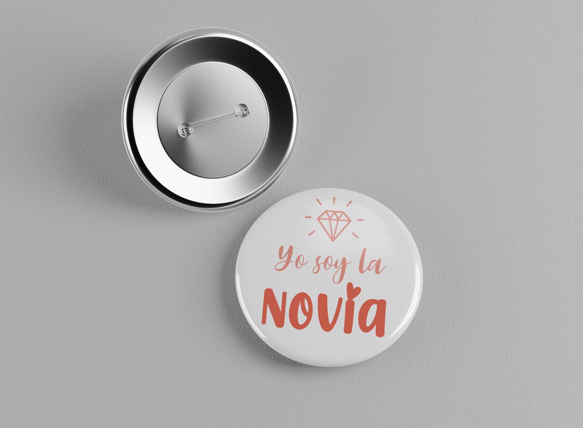 Chapa redonda personalizada con alfiler para bodas