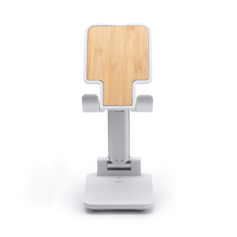 Soporte con cargador inalámbrico de bambú 5
