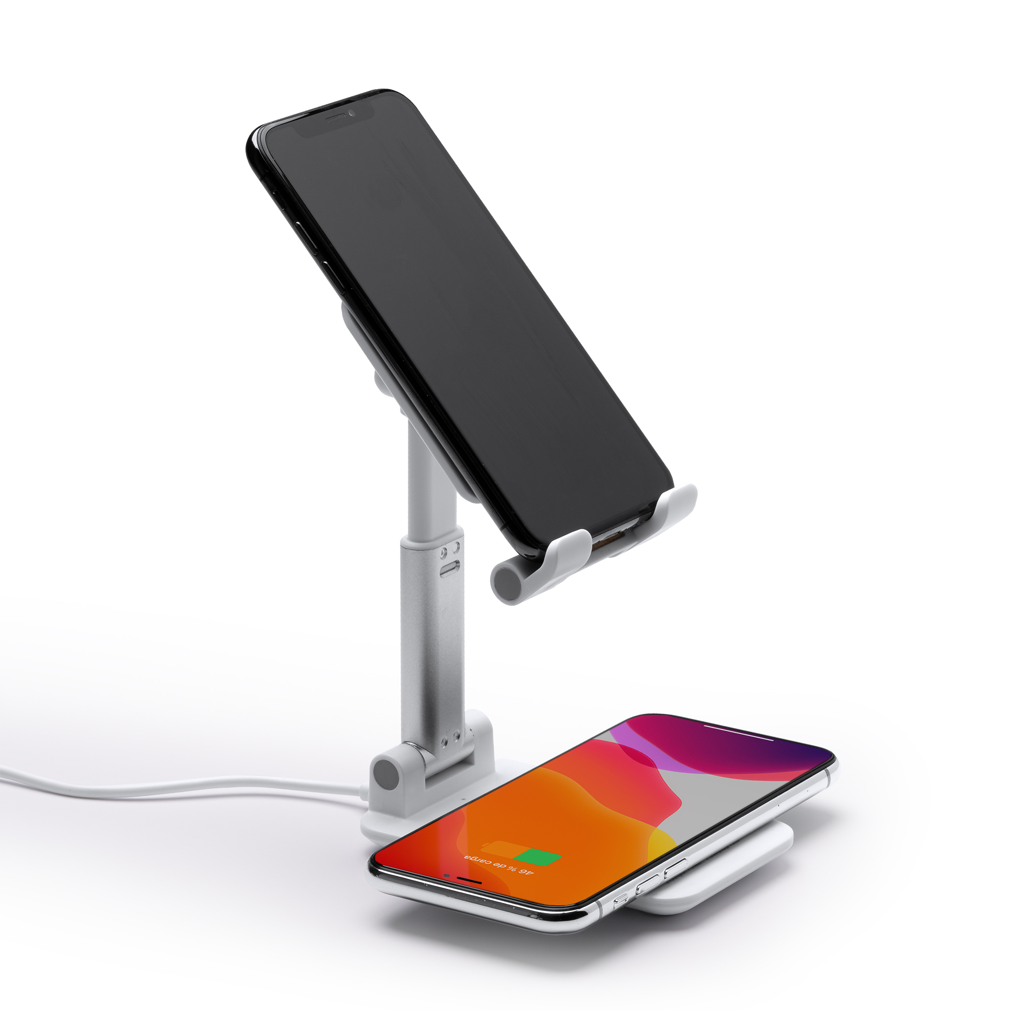 Soporte con cargador inalámbrico de bambú 4