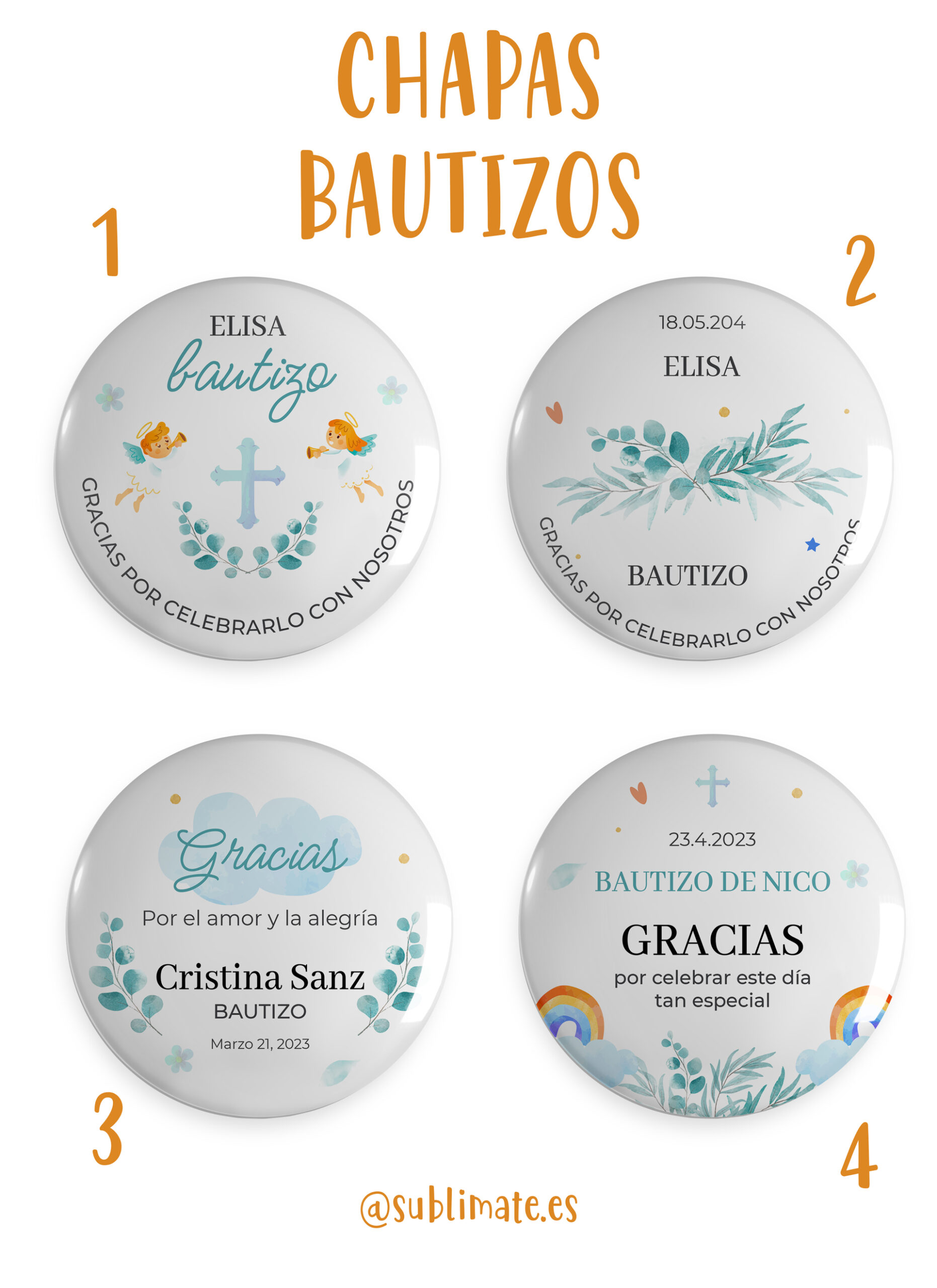 Chapas personalizadas para Bautizos 3