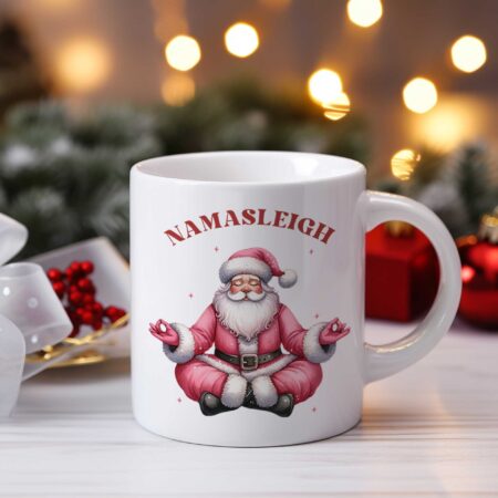 Taza personalizada de Navidad - Santa Claus en modo yoga