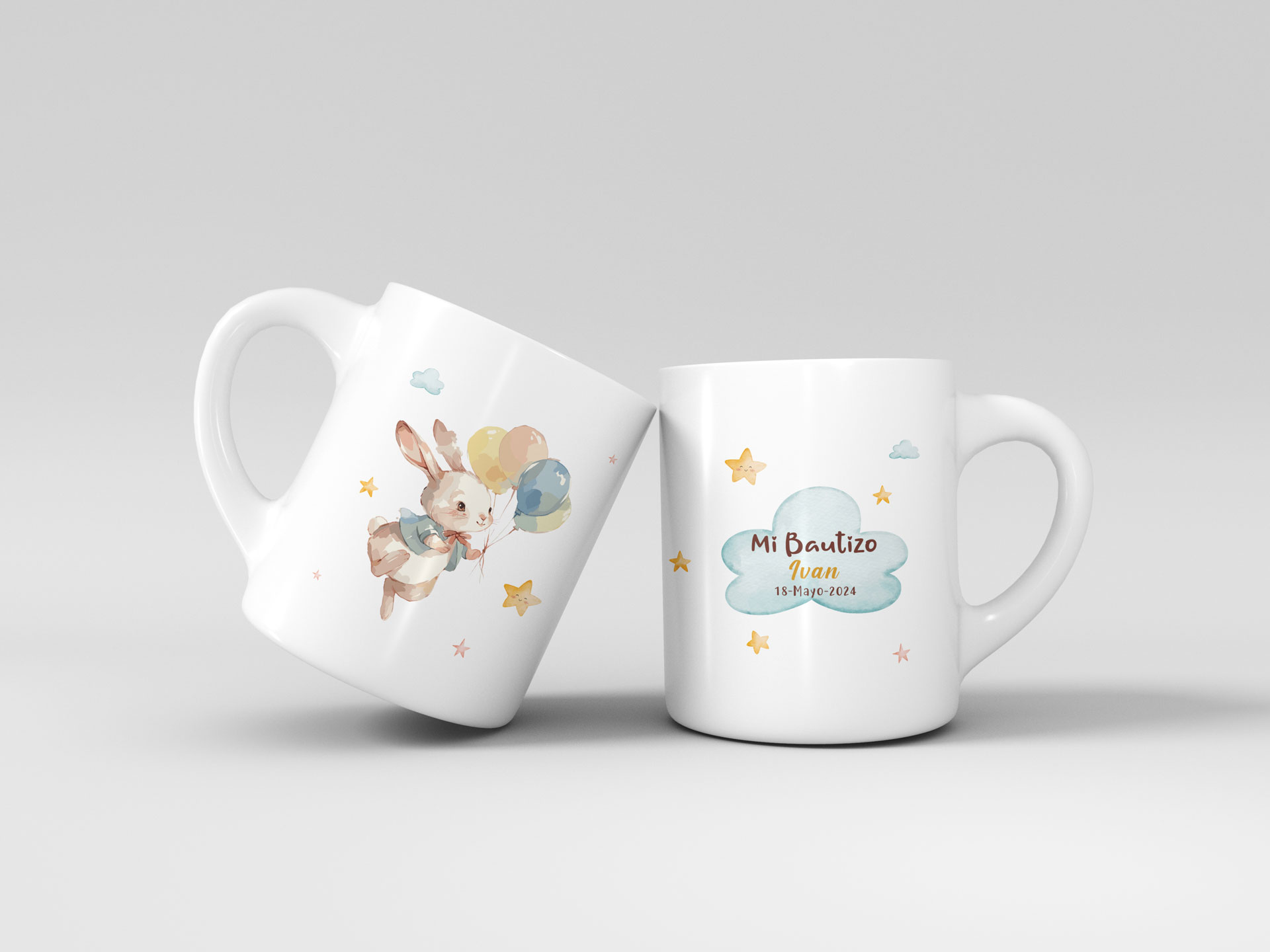 Taza Personalizada infantil para Bautizo_Conejito