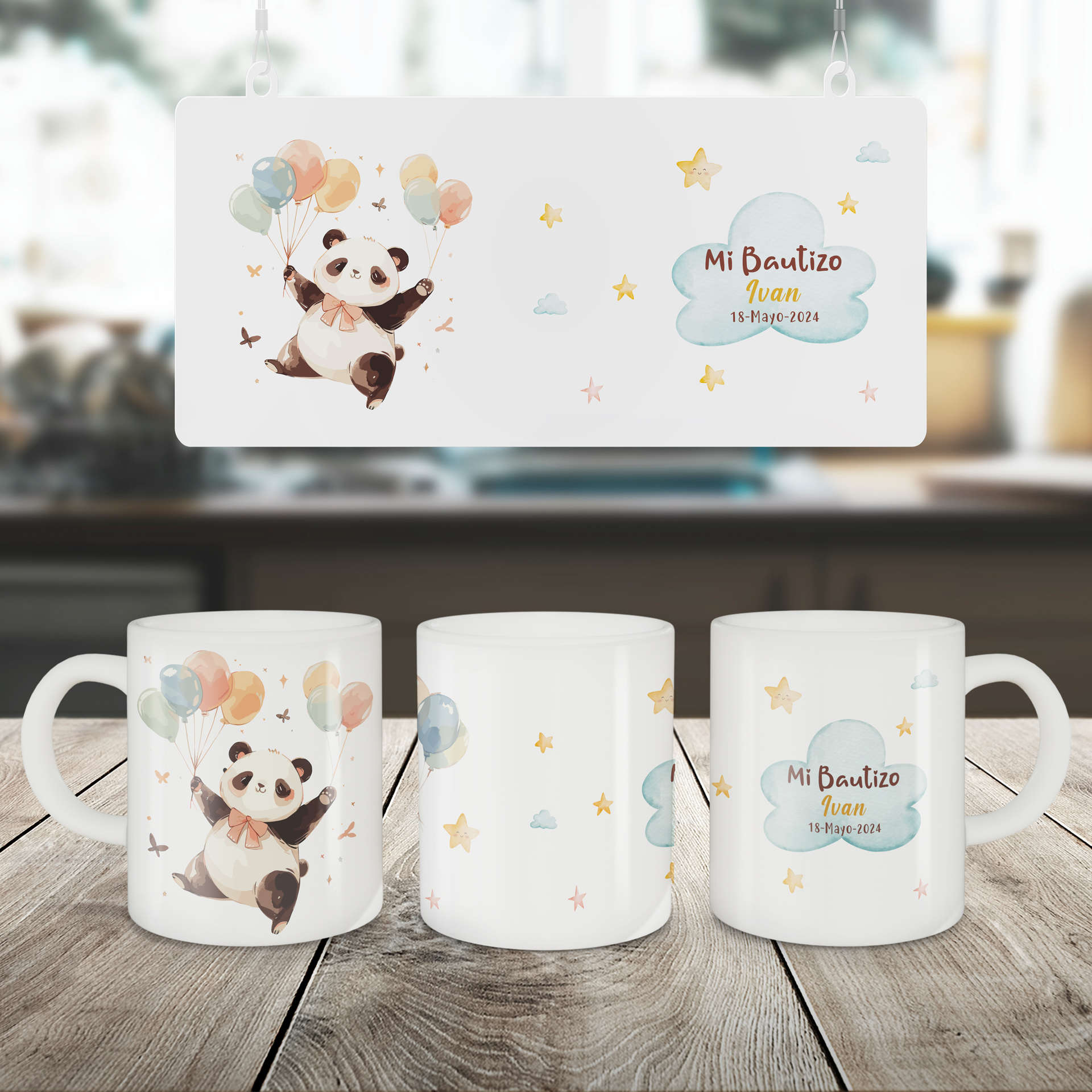 Taza Personalizada infantil para Bautizo_Panda